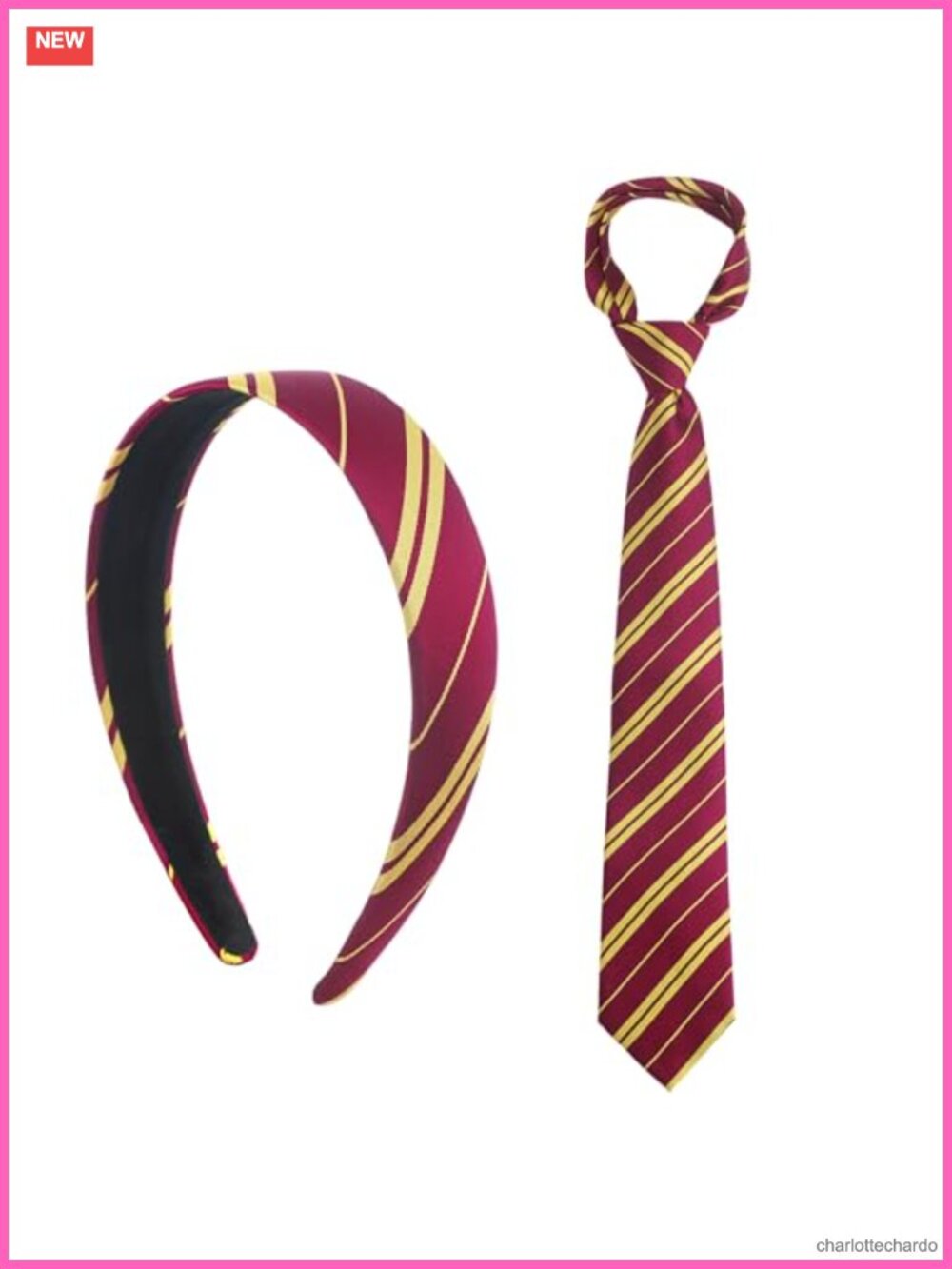 Satin Striped Cosplay Tie & Headband Set Halloween Costume Accessory